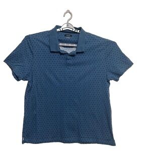 Alfani Circle Geometric Pattern 100% cotton‎ Polo blue men's Shirt XXL